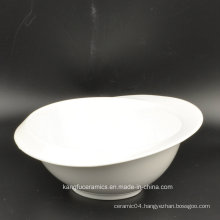 European Plain White Color Glazed Ceramic Salad Bowl